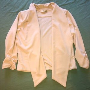 Cream Blazer 3/4 Cinched Sleeves Shoulder Pads M/L
